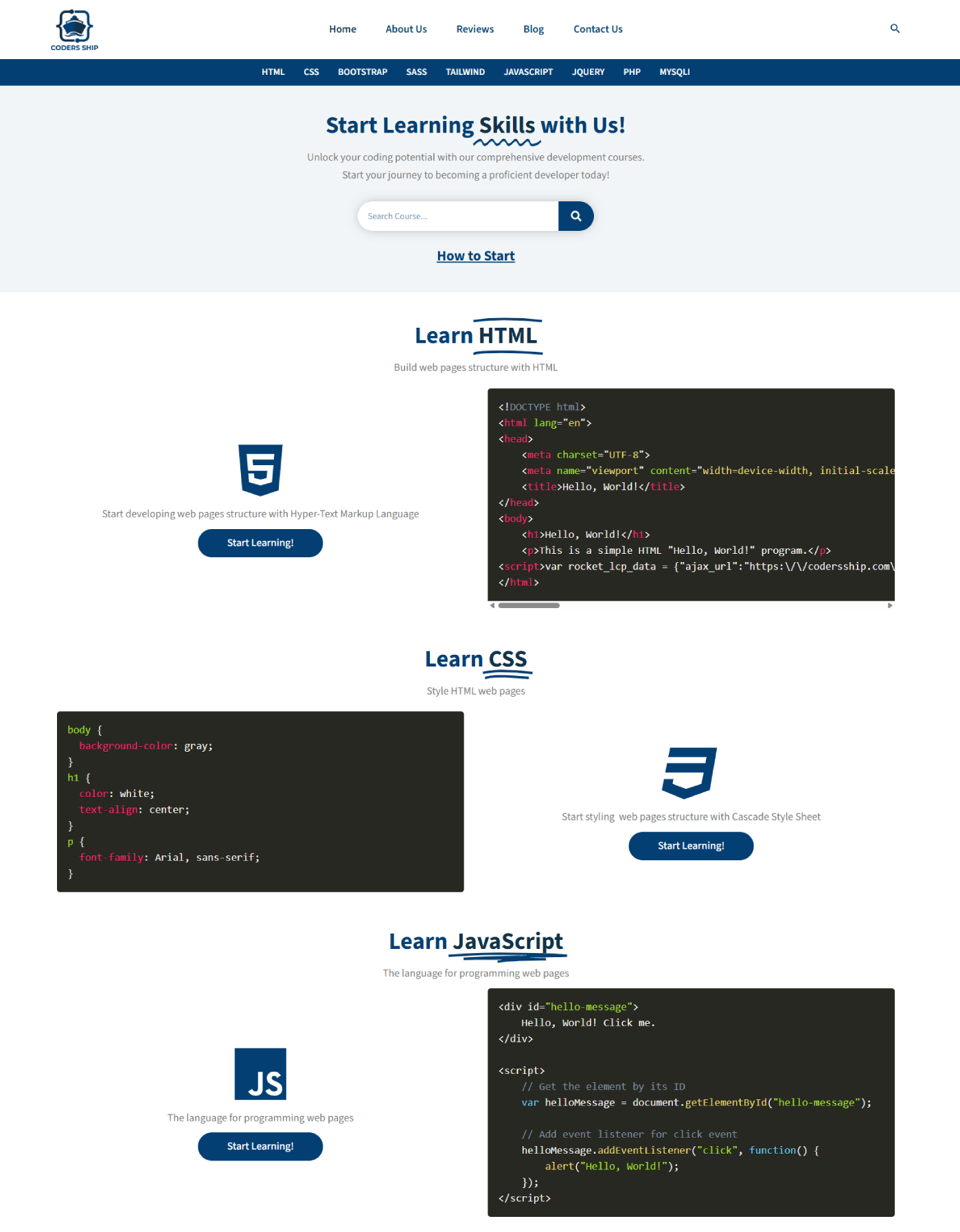 Code Learning Website